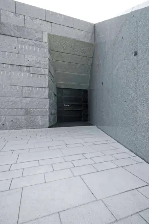entrance to a building made entirely of stone