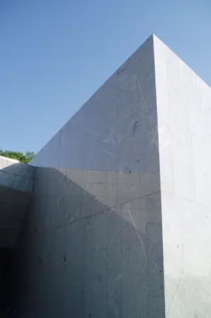 polished stone façade of a building