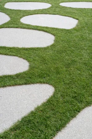 stepping stones made of boulder slices