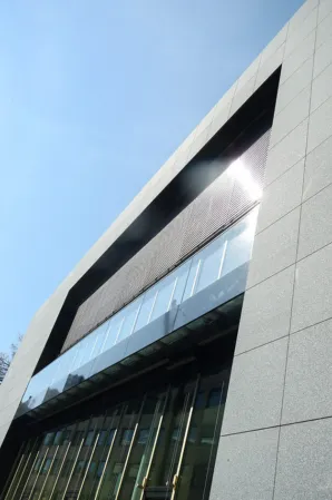 façade made of light granite