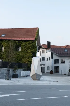 Granite artwork in a marketplace in Hauzenberg.