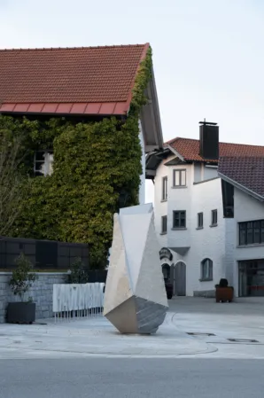 Granite artwork in a marketplace in Hauzenberg.