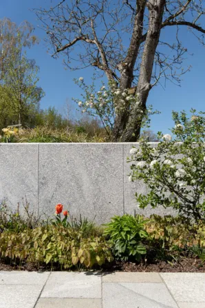retaining garden wall made from solid granite