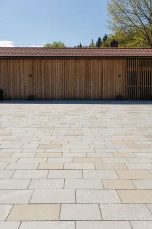 Paving in the frontyard made from granite