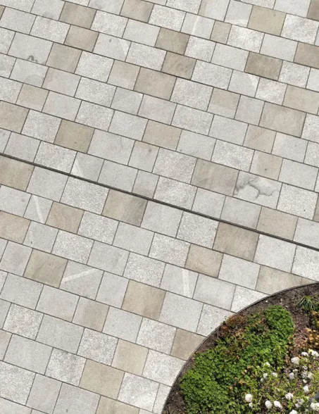 A paving made out of three different natural stones