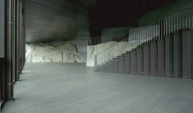 empty exhibition room made of granite