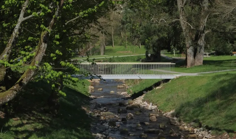 Fußgängerbrücke in einem Park