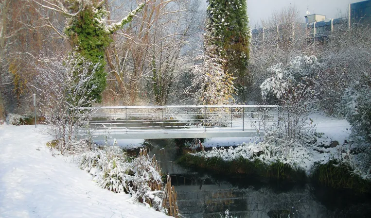Brücke bei Winter und Schnee