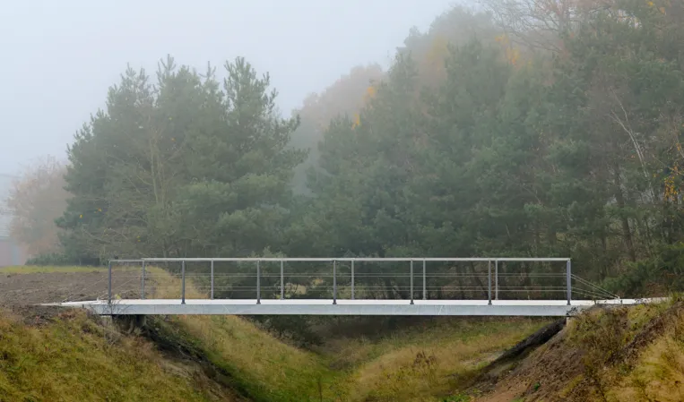 Granitbrücke bei Nebel