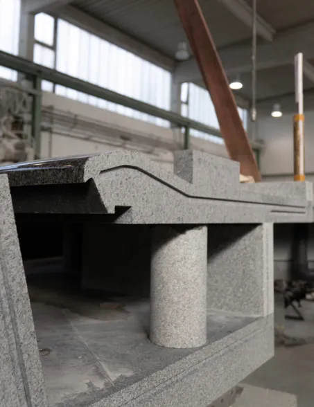 a modular piece of a fountain in the workshop