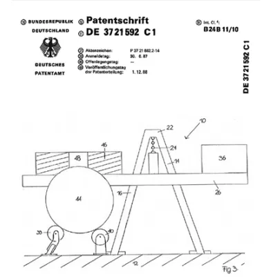 Skizzen eines Patents zur Kugelschleifmaschine