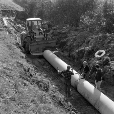 Historische Bild einer Baustelle