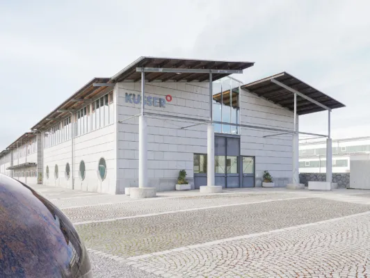Firmengebäude eines Granitwerkes